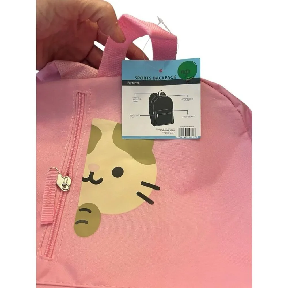 Metropack Pink Kitty Cat Nylon Backpack Travel School Girls Bag NWT